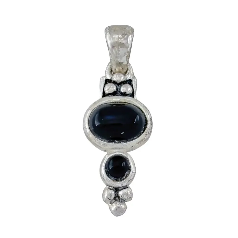 Vintage Sterling Silver 925 Onyx Hinge Pendant